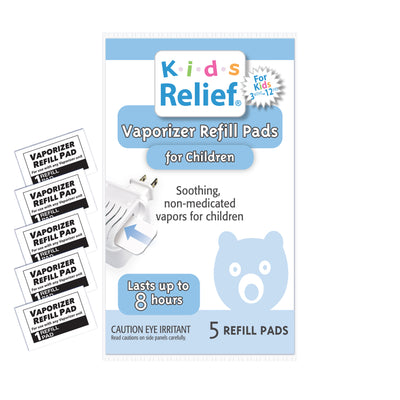 Kids Relief Waterless Vaporizer Refill Pads W/5 Non-Medicated Menthol Eucalyptus Vapor Refill Pads
