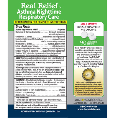 Real Relief Asthma Respiratory Care Nighttime Tablets