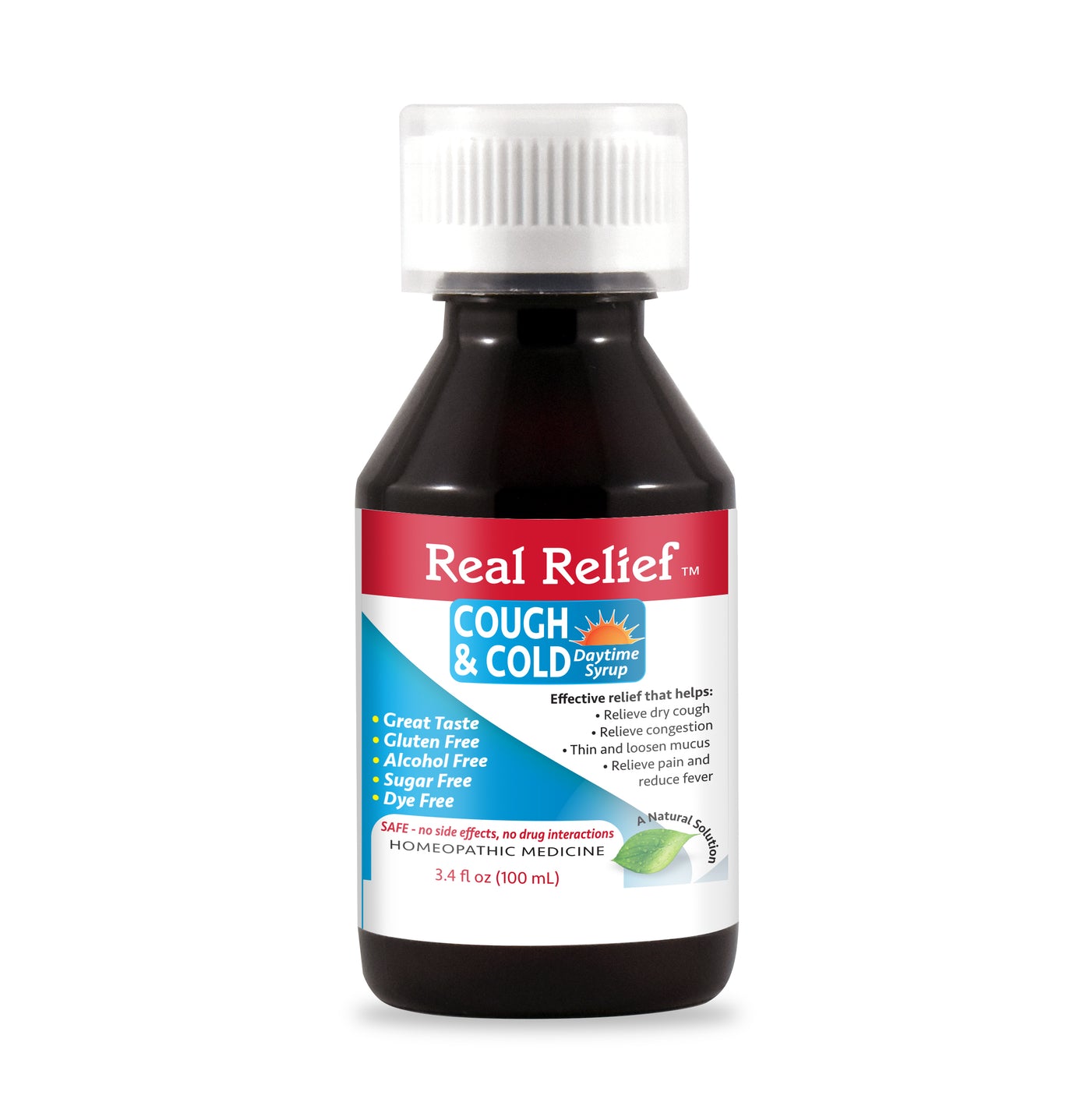 Real Relief Cough & Cold Syrup Combo Daytime and Nighttime Formula 2 x 3.4 Fl Oz