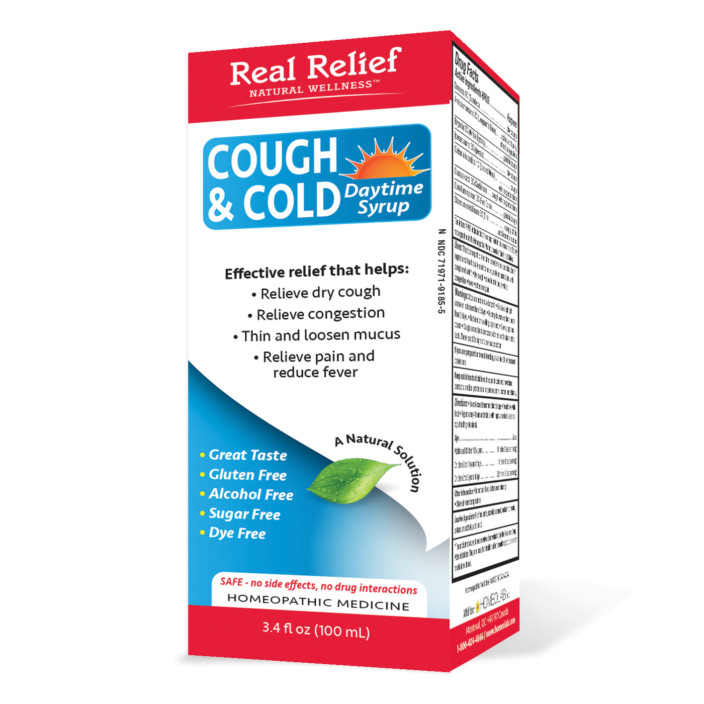 Real Relief Cough & Cold Daytime Syrup Non Drowsy Formula 3.4 Fl oz