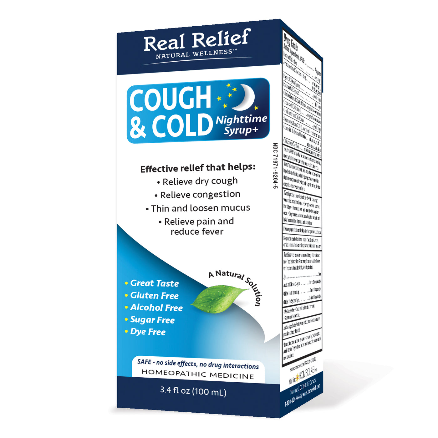 Real Relief Cough & Cold Nighttime Syrup Non Drowsy Formula 3.4 Fl Oz